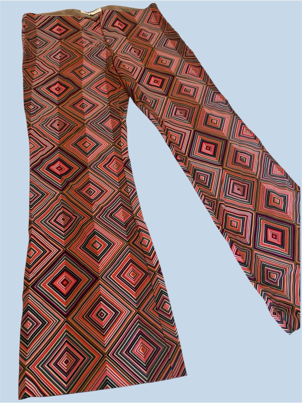 Vintage Y2K Trina Turk Retro Mod 70’s Geometric Flare Stretch Sz 12